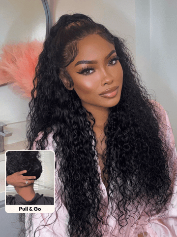 [20''=$139]Sunber 180% Density 7x5/ 13x4 Pre-Everything Water Wave & Curly Mixed Pre Cut Lace Frontal Human Hair Wigs With Invisi Drawstring