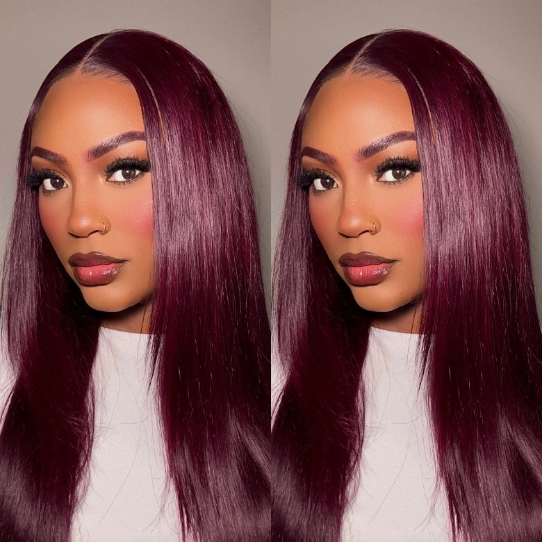 Sunber Black Cherry Lace Frontal Dark Burgundy Wig-Long Layered Cut & Pre Everything & Flash Sale