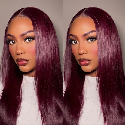 Sunber Black Cherry Lace Frontal Dark Burgundy Wig-Long Layered Cut &amp; Pre Everything &amp; Flash Sale