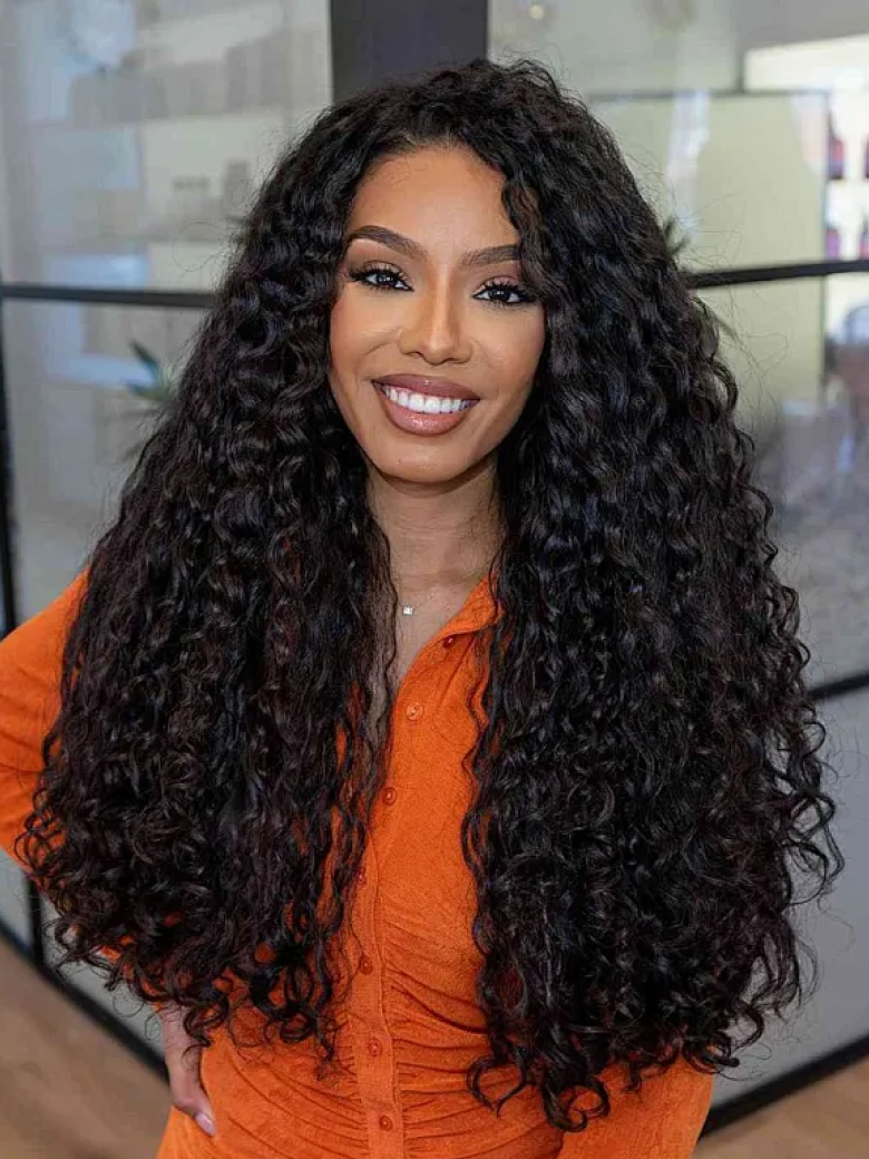 Sunber 180% Density 13x6 Pre Cut Wet And Wavy Water Wave Natural Black Lace Frontal Wig With Invisi Drawstring Flash Sale
