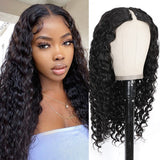 Sunber Super Magical Wet And Wavy V Part Wigs Dry Is Straight And Wet Is Deep Wave Human Hair Wigs