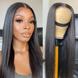 【18inch=$96】Sunber Silk Straight Invisible Lace Closure Wig 4 By 4 lace Wigs 200% Density Human Hair Wigs Flash Sale