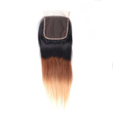 Sunber Hair 1 Pc Ombre T1B/4/27 Human Hair 4*4 Swiss Lace Closure Straight Hair Closure