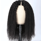 Flash Sale $100 Off Sunber Afro Kinky Curly V Part Wig Real Human Hair No Leave Out No Glue Wig