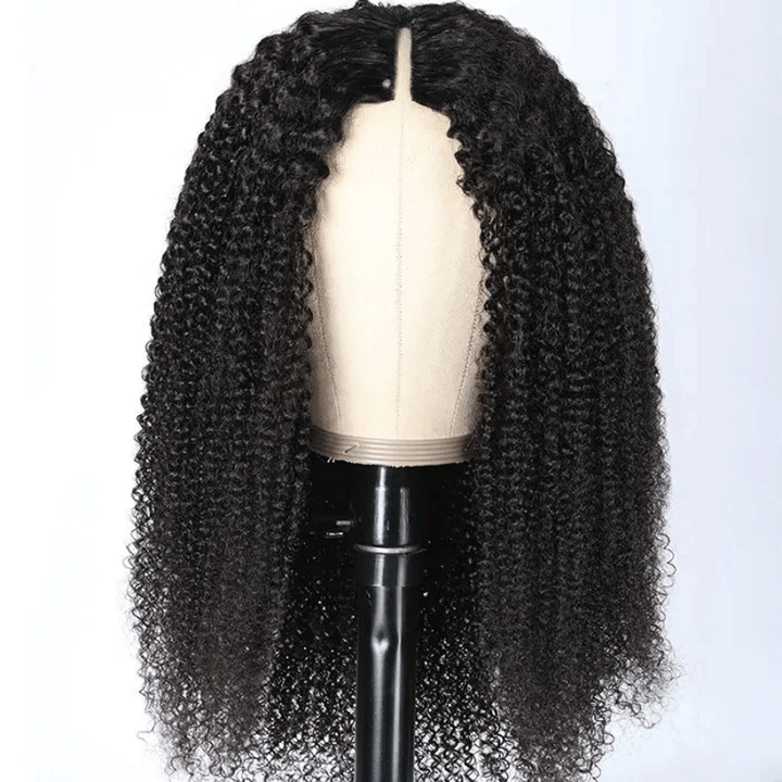 Flash Sale $100 Off Sunber Afro Kinky Curly V Part Wig Real Human Hair No Leave Out No Glue Wig