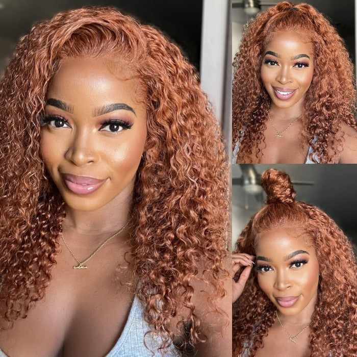 Extra 60% OFF | Sunber Precolored Ginger Brown Jerry Curly 13*4 Lace Front Human Hair Wigs