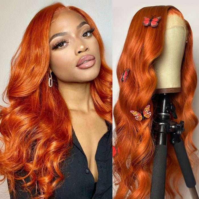 $100 Off Sunber Orange Ginger Lace Frontal Wig Body Wave Human Hair With Baby Hair