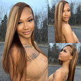 Flash Sale Sunber Blonde Highlight Bone Straight Lace Wig Real Human Hair
