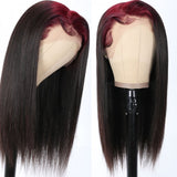 Sunber Skunk Stripe Hair Sparkle Burgundy 99J Roots Straight 13x4 Lace Frontal Wigs