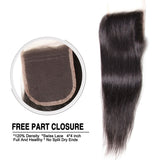 Indian Virgin Hair Silky Straight Hair 3 Bundles With 4x4 Lace Closure, 7A Human Hair Weaves - Sunberhair