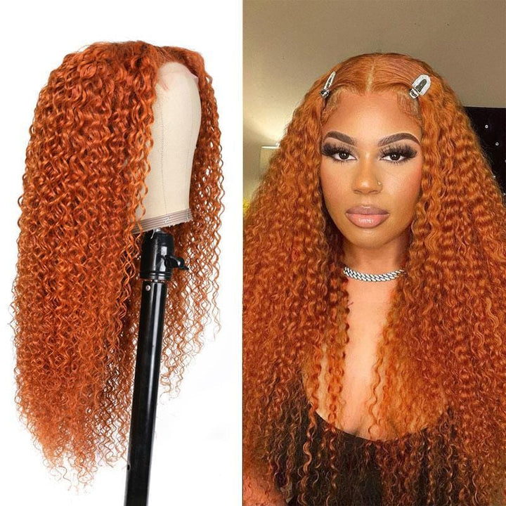 Flash Sale Sunber Orange Color Lace Part Wig For Black Women 150% Density