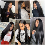 【18inch=$96】Sunber Silk Straight Invisible Lace Closure Wig 4 By 4 lace Wigs 200% Density Human Hair Wigs Flash Sale