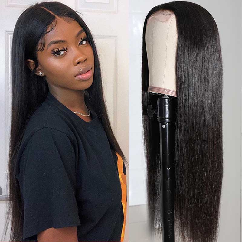 BOGO Sunber Straight Human Hair Lace Part Wig 150% Density Natural Hairline Hand Tied Lace Part Wig Pre Plucked Hairline