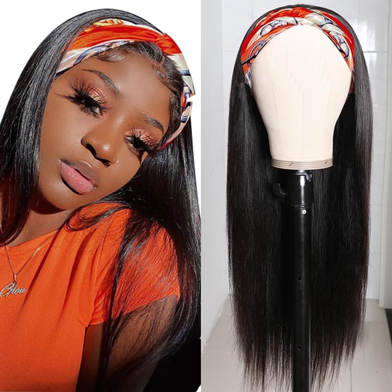 Sunber No Glue No Sew In Long Straight Glueless Headband Wig Human Hair With More Natural Hairline