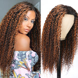 Sunber Balayage Highlight Curly V Part Wigs Effortless To Put On Dark Roots Human Hair Wig