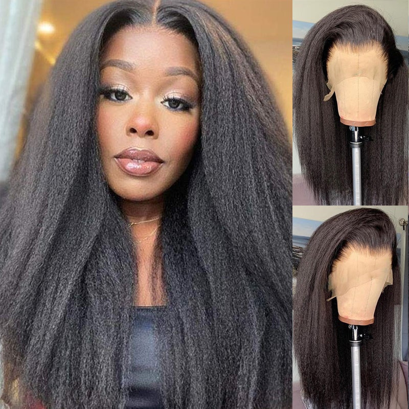 Sunber $100 Off 4C Kinky Edge 13X4 Kinky Straight Lace Front Human Hair Wigs And Lace Part Yaki Straight Wigs With Baby Hair