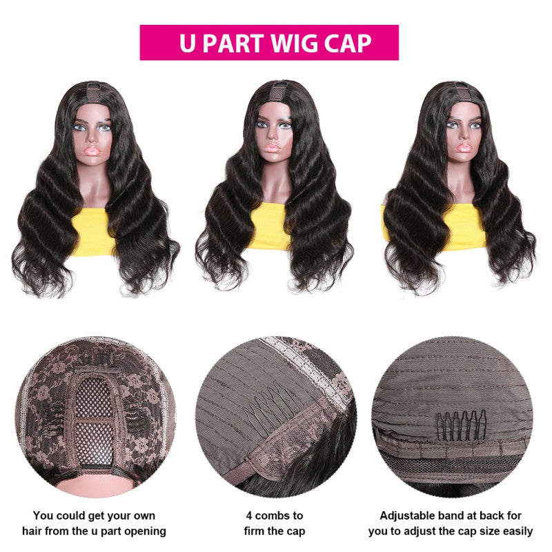 【22inch=$99】Sunber Body Wave U Part Wig Human Hair Natural Color For Women Flash Sale