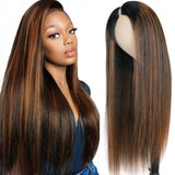 Sunber Ombre Balayage Highlight Silk Straight 5*2.5 Lace Closure Upgrade V/U Part Human Hair Wigs