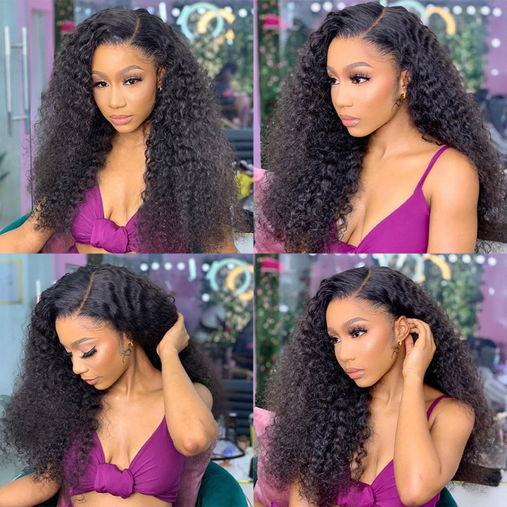 Sunber Afro Kinky Curly 5x5 HD Transparent Lace Closure Wig 180% Density Glueless Human Hair Wig