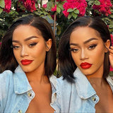 Flash Sale Sunber Middle Part Blunt Cut Short Bob Lace Front Wig Human hair