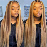 Sunber Undetectable Skin Melt Lace Wig Lace Front Wigs Long Straight Hair Perfect Honey Highlight Wig