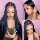 Sunber 5 by 5 HD Lace Closure Long Straight Hair Wigs Invisible Transparent Lace Wigs 180% Density
