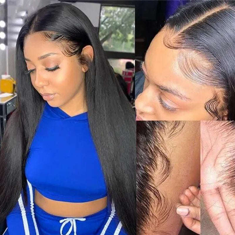 Sunber 5 by 5 HD Lace Closure Long Straight Hair Wigs Invisible Transparent Lace Wigs 180% Density