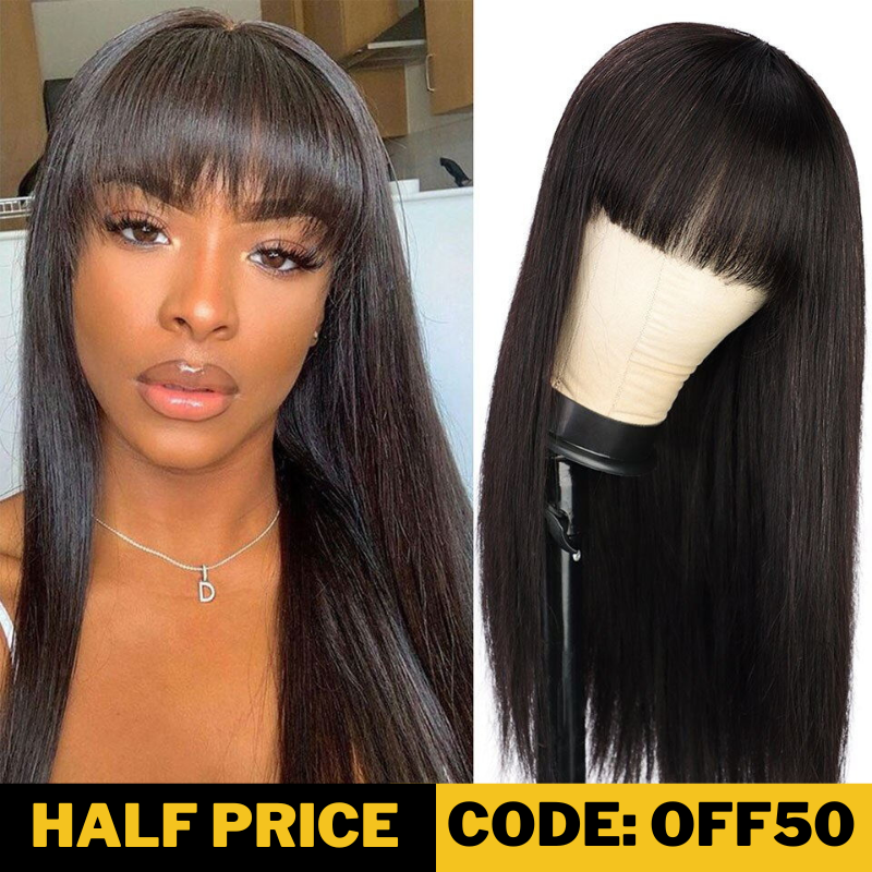 Sunber 13 By 4 Transparent Lace Front Human Hair Wigs With Bangs Real Human Hair