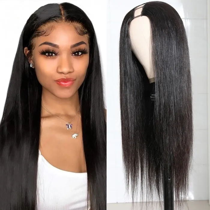 Sunber U Part Human Hair Wigs Silky Straight Glueless Wigs