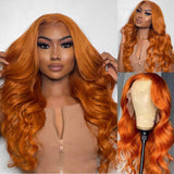 BOGO Sunber Ginger Orange Body Wave Lace Part Wigs Pre-Plucked Human Hair Cinnamon Color Wigs