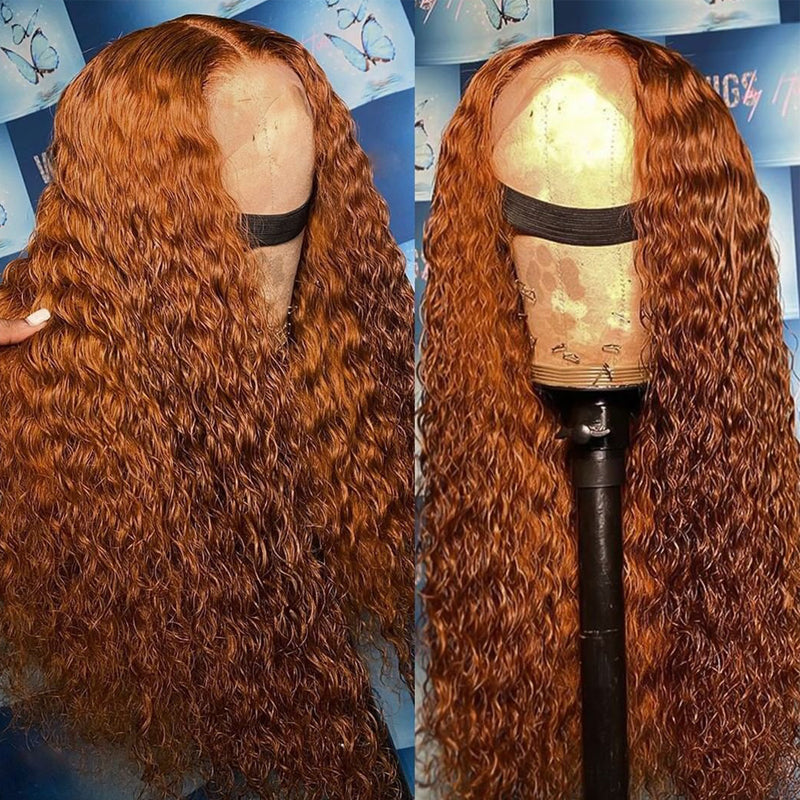 Sunber Precolored Ginger Brown Jerry Curly 13*4 Lace Front Human Hair Wigs