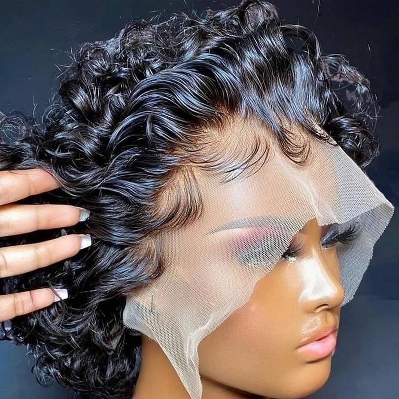 Sunber Flash Sale 2 Wigs Kinky Curly Wigs Skin Melt Lace Front Wigs And Pixie Cut Water Wave Wig