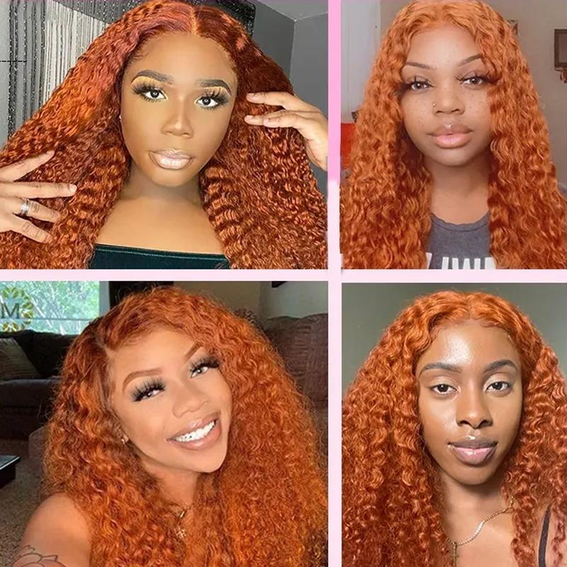 【Extra 70% OFF】Flash Sale Ginger Orange Curly Lace Part Wigs Human Hair