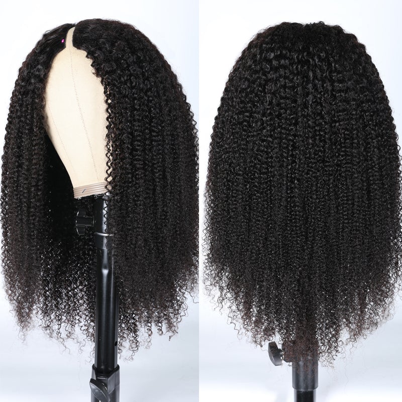 [180% Density] Kinky Curly V Part Wig No Glue No Leave Out U PART Clearance Sale Human Hair Wigs Flash Sale