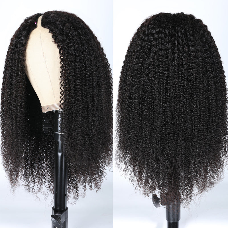 Sunber Kinky Curly V Part Wigs No Leave Out Natural Scalp Protective Upgrade U part Human Hair Wigs