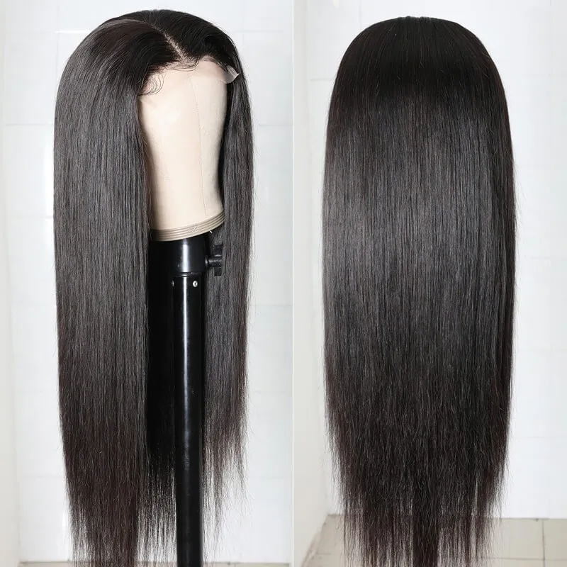 Sunber 5 by 5 HD Lace Closure Long Straight Hair Wigs Invisible Transparent Lace Wigs 180% Density