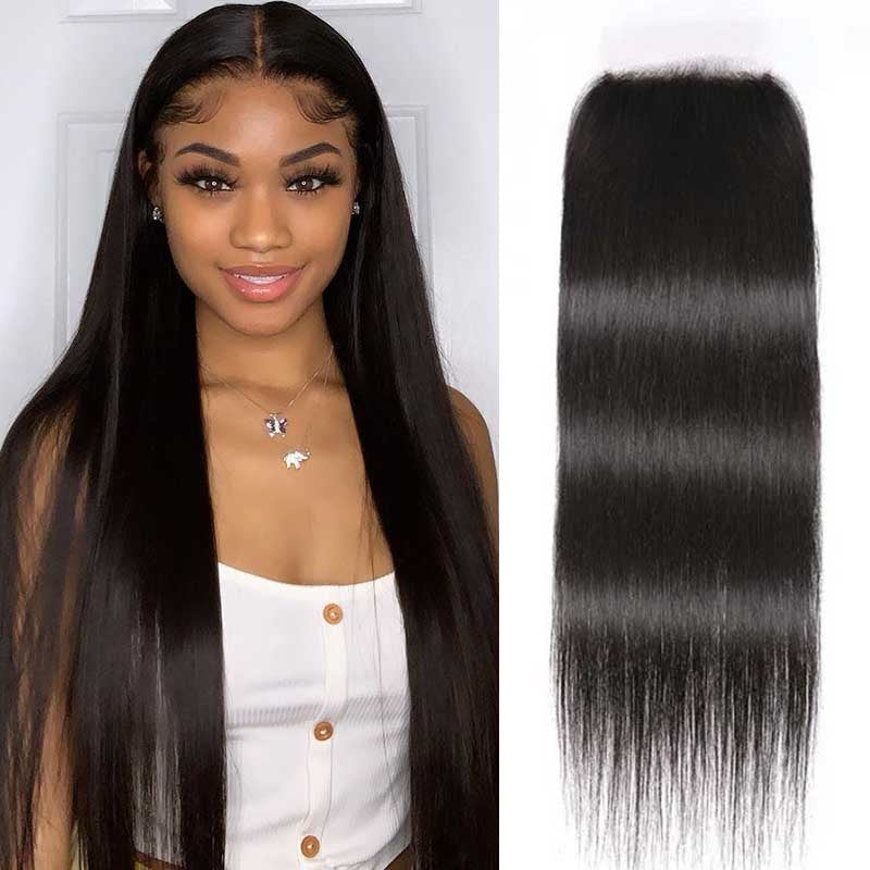 Sunber 1 Pc 5x5 HD Lace Closure Straight Hair Deep Parting Transparent Lace Closure Invisible Knots Human Hair Closure