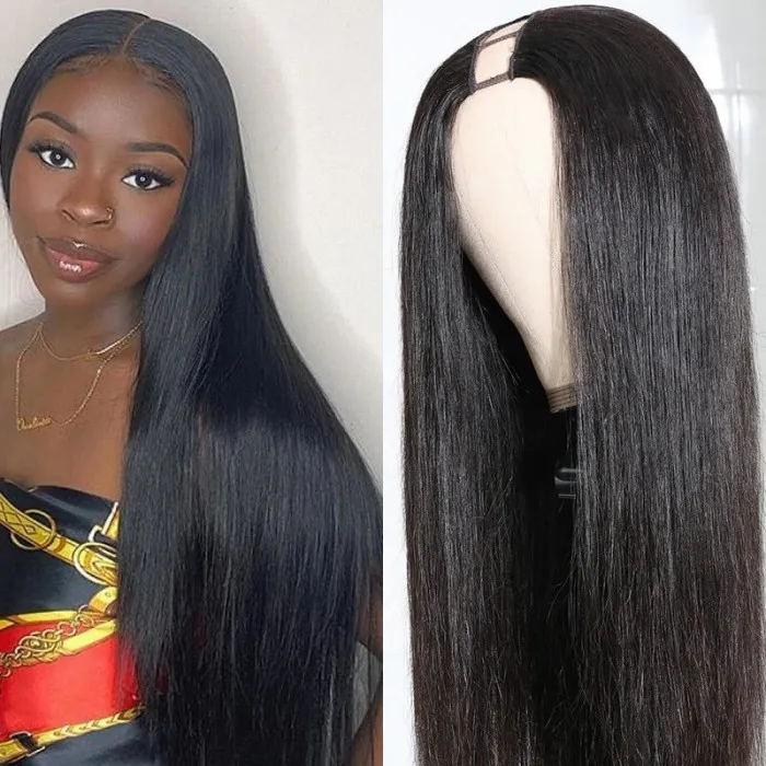 BOGO Buy Straight U Part Wig Get Free 1 Bundle Human Hair Weave Flash Sale