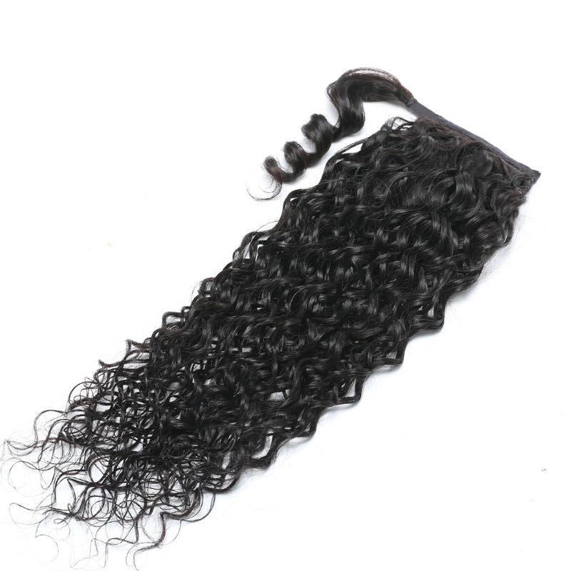 Sunber Wet And Wavy Hair Clip in Ponytail Hair Extensions Water Wave Human Hair