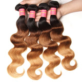 Sunber Hair Ombre Brazilian Body Wave Virgin Hair 3/4 Bundles T1B/4/27 Color 100% Human Hair Weave