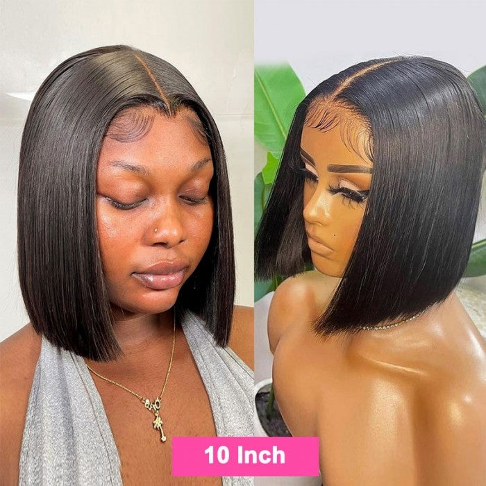 Flash Sale Sunber Middle Part Blunt Cut Short Bob Lace Front Wig Human hair