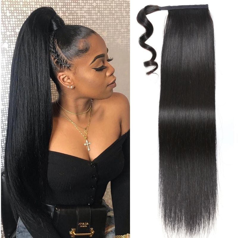 Sunber Silky Straight Ponytail Clip In Hair Extensions Human Hair