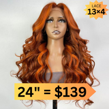 Sunber $139 Get 24 inches 13x4 Lace Front Wigs Sunset Gold Color With Copper Body Wave Wig Flash Sale