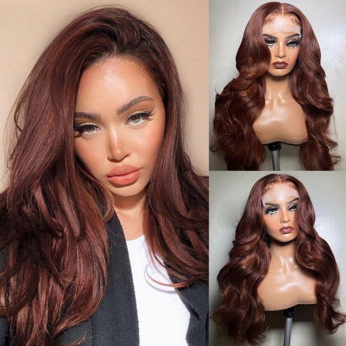 BOGO Sunber Reddish Brown Body Wave 13*4 Lace Front Wigs Pre-Plucked With Babyhair