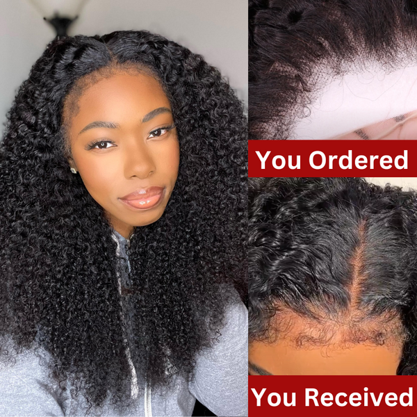 Sunber 4C Kinky Edge Kinky Curly Skin Melt Lace Front Wigs Natural Hairline Lace Closure Human Hair Wigs Pre Plucked