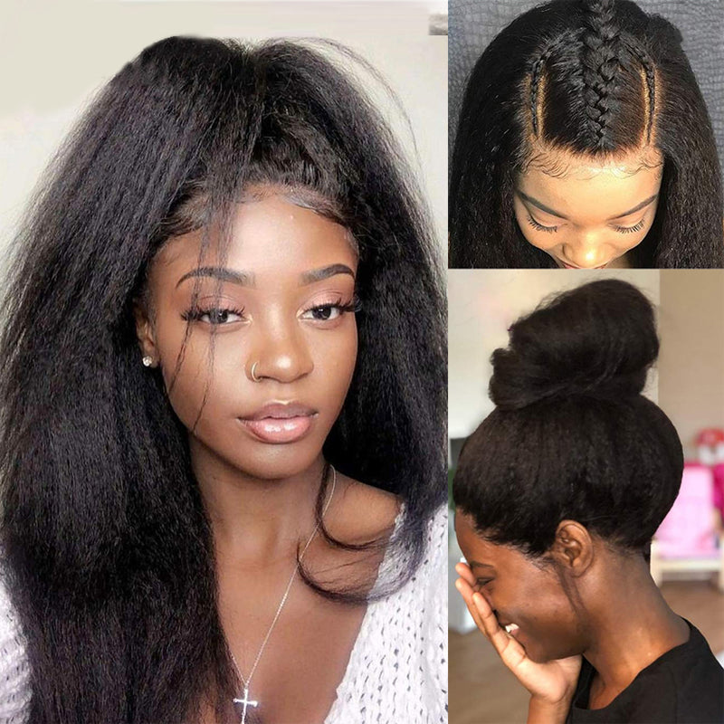 【13×4 Lace= $70】Flash Sale Sunber Kinky Straight 5 By 5 HD Lace Wig Glueless Lace Human Hair Wigs