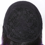 Sunber Highlight Purple Color Layered Bob Wigs With Side Bangs Straight Hair Glueless Wig 150% Density