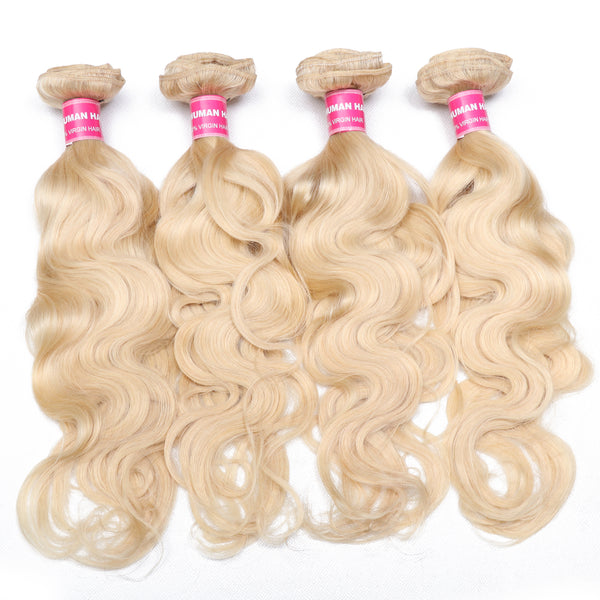 Sunber 613 Blonde Hair Weave 4 Bundles Body Wave Virgin Human Hair Extension