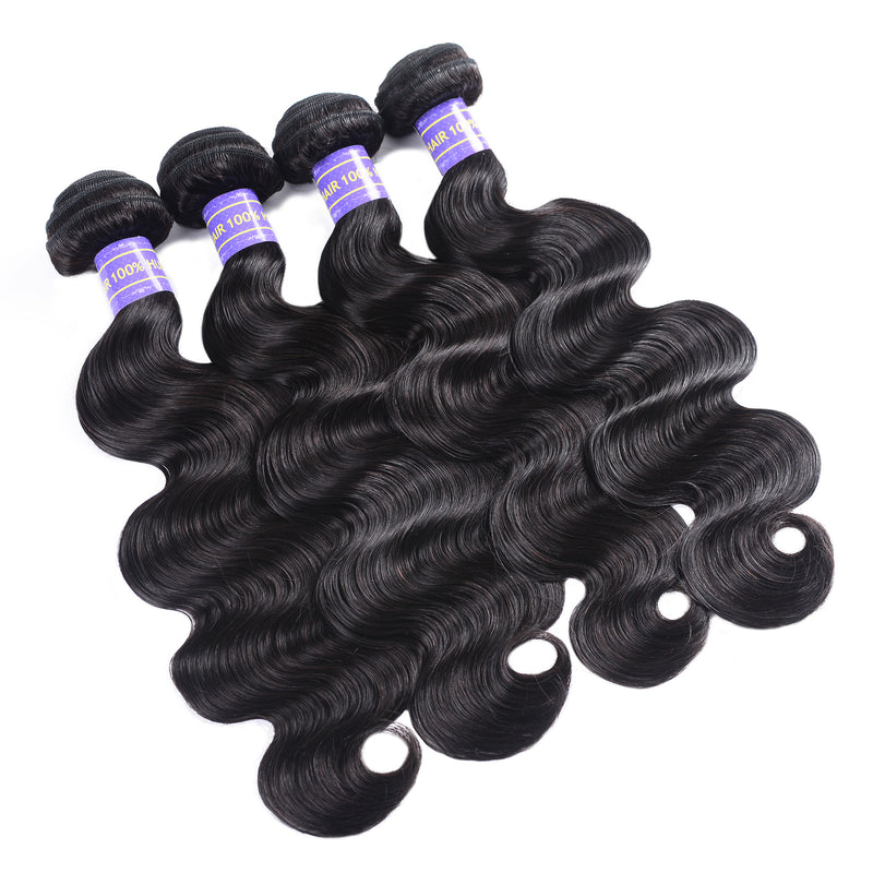 Sunber Hair Indian Human Hair New Remy Hair Body Wave 4 Bundles With 4*4 Lace Closure Good Quality