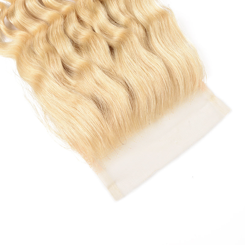 Sunber Hair 613 Blonde Deep Wave 3PCS  With 4X4 Lace Closure 100% Virgin Human Hair Weaves